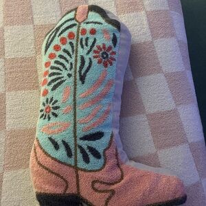 Anthropologie Pink and Blue Boot Pillow